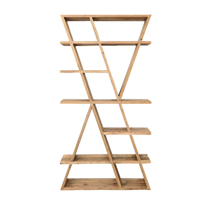 Violet 79" Tall Reclaimed Teak Wood Bookcase, Natural