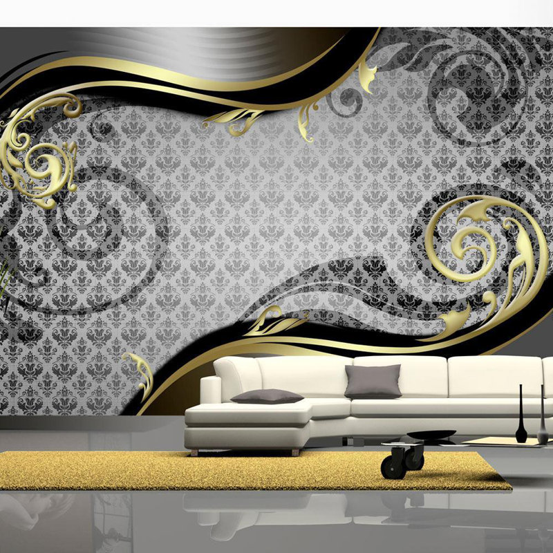Glam Wallpaper Wall Mural - Golden Snail, 8' L x 11.42' W