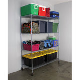 4 Tier Steel Wire Storage Shelving Rack w/Wheels, Silver