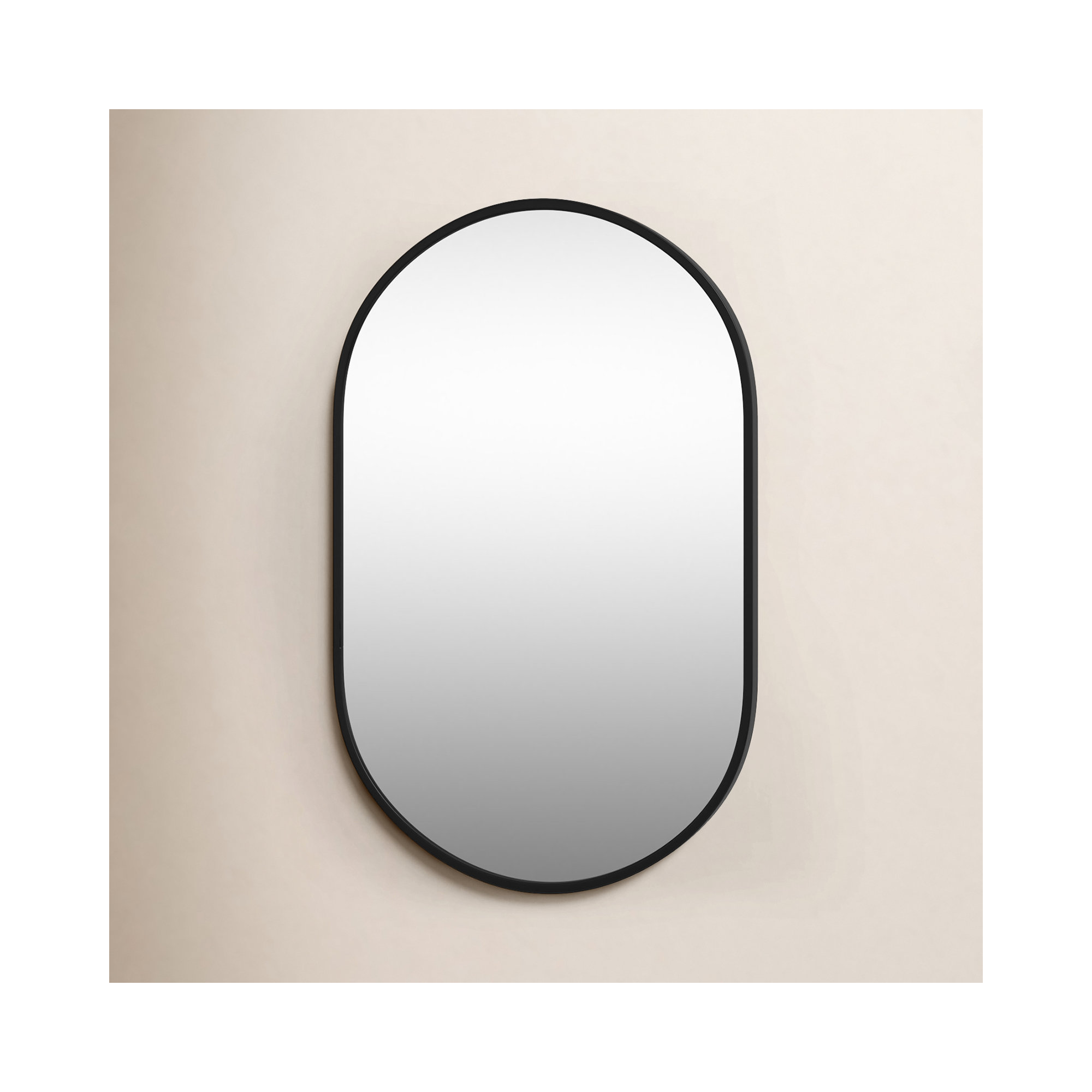 Sabine Metal Pill Wall Mirror, 30" x 20", Black