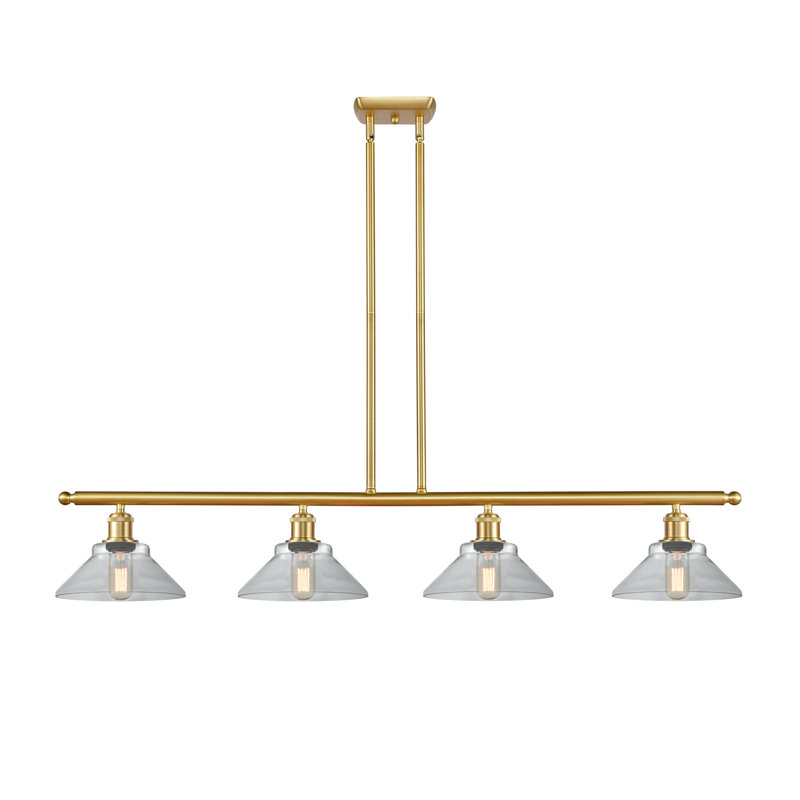Luminaire suspendu linéaire pour îlot de cuisine à 4 lumières Reede, Or satiné