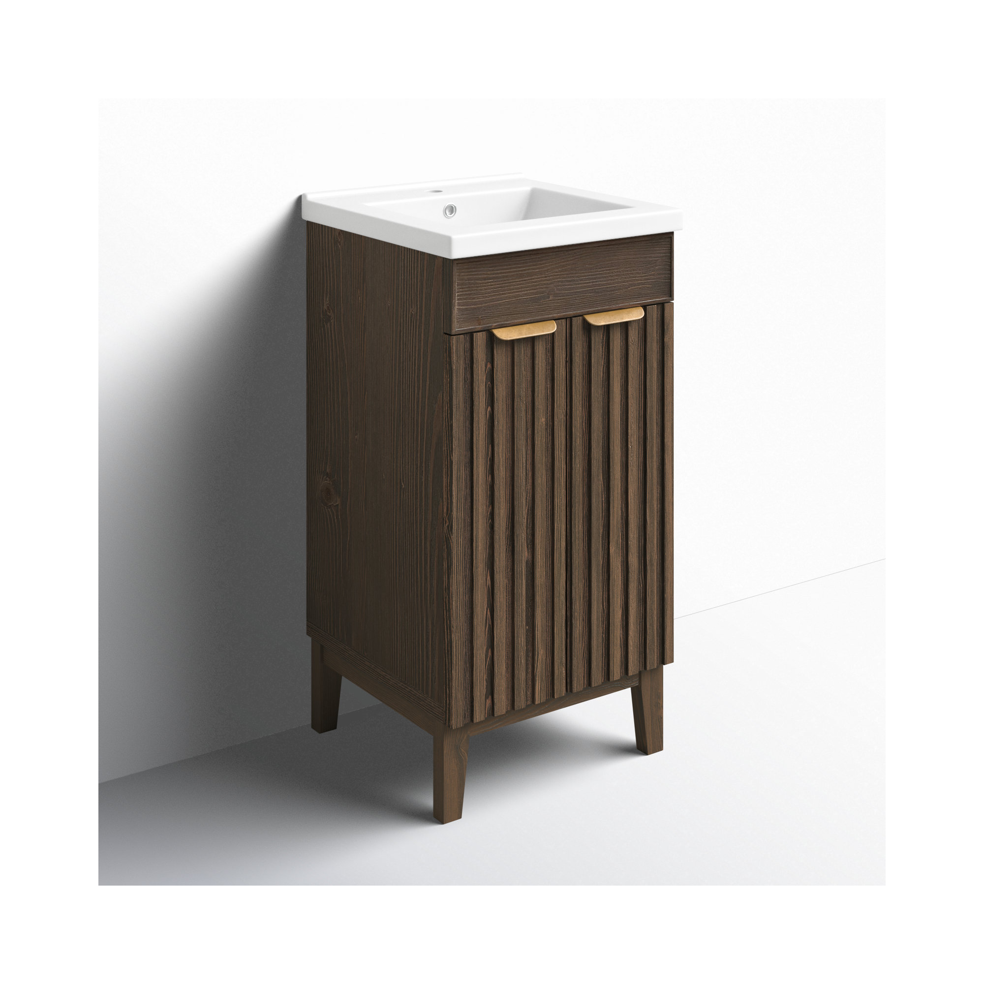 Dansfield 18.1'' Single Bathroom Vanity, Spruce Antique Brown, Brushed Gold