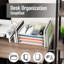 Organisateur de bureau, rangement pour dossiers, bac à papier, espace de travail, bureau, filet métallique, blanc-1738835269