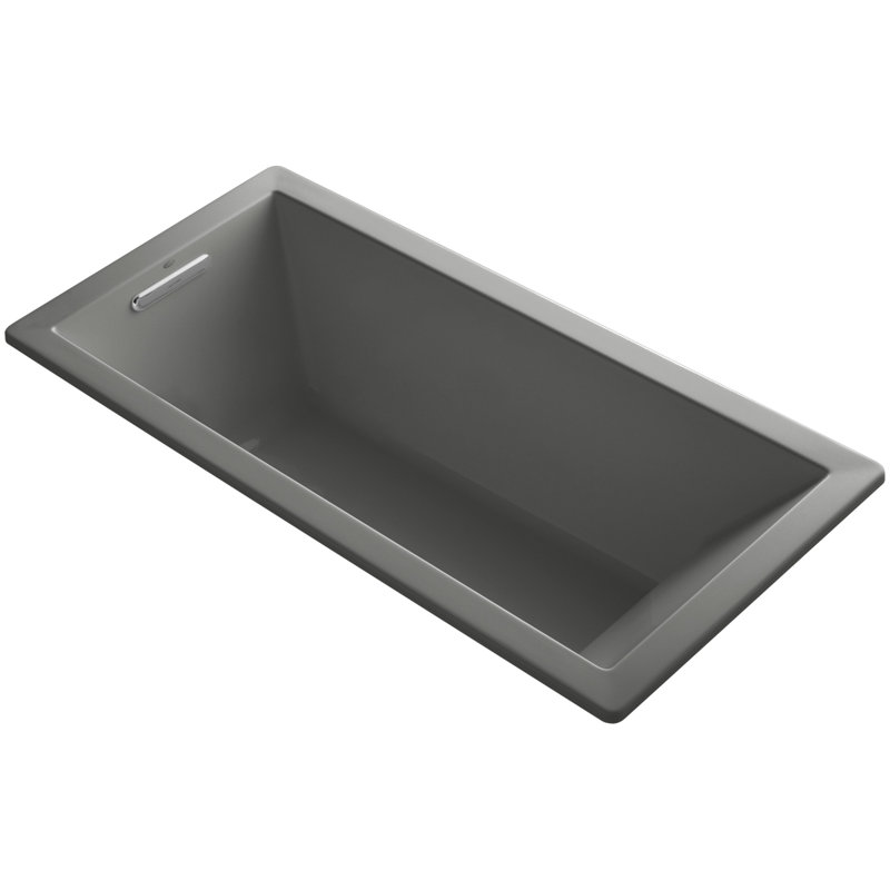 Underscore Vibracoustic 66" x 32" Drop In Soaking Acrylic Bathtub with Heater, Thunder Gray