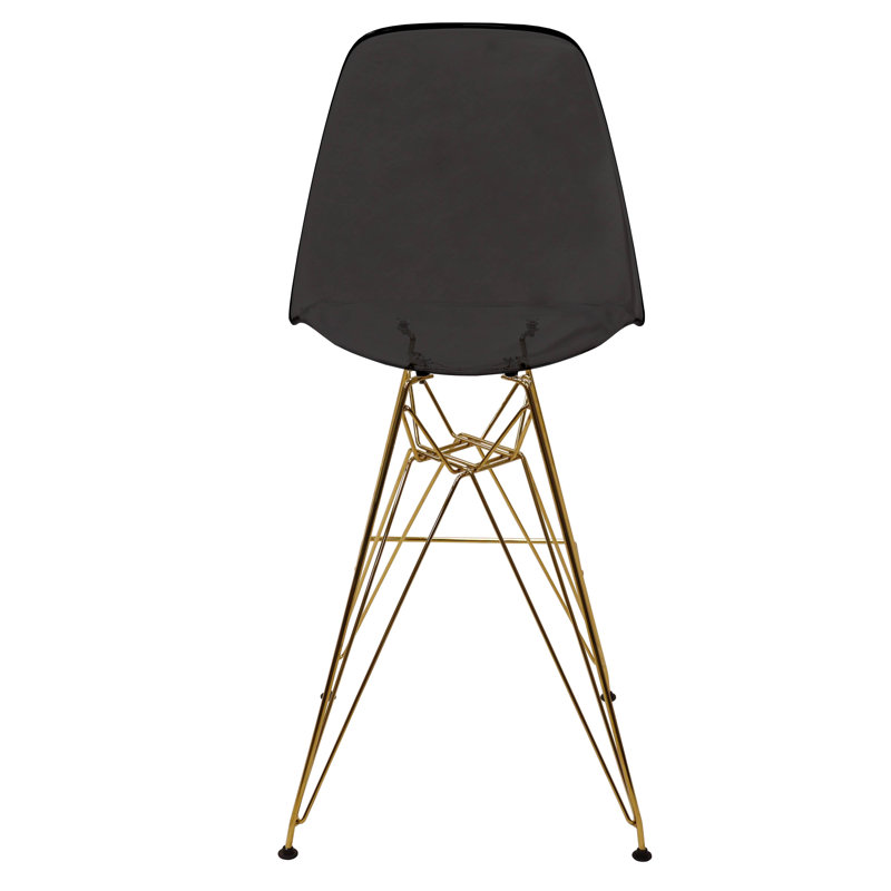 Tabouret Bagimont de 29,5 po de hauteur - Tabouret de bar Mid-Century lustré moderne avec base en chrome doré poli, Noir