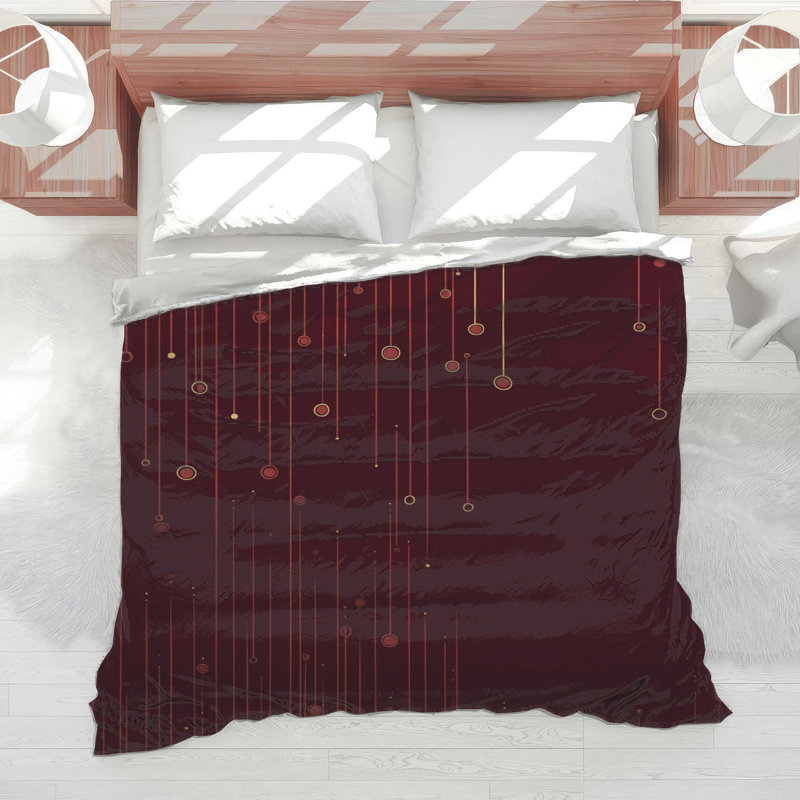 Édredon abstrait Mid-Century, Lit simple, Red Abstract/Geometric
