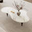 Table basse en pierre frittée de 140 cm (55 pouces) en forme de nuage irrégulier, table basse incurvée aux formes libres et pieds fuselés, table basse organique pour salon-554578671