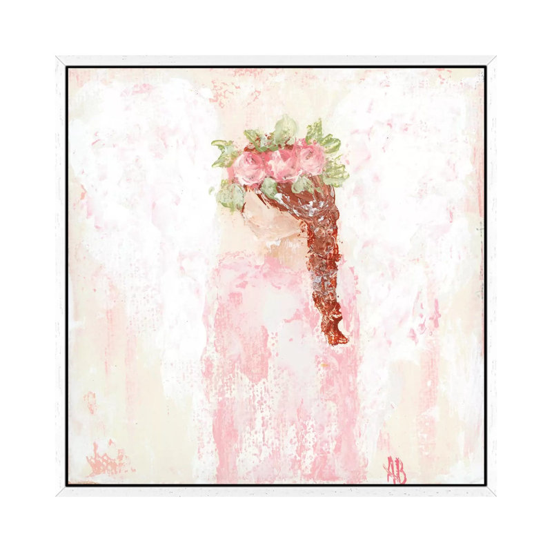 Pink Angel by Ashley Bradley - Print on Canvas, 66.04 cm H x 66.04 cm W, White Framed