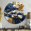 Golden Graceful Buttercups II - Buttercups, décoration murale ronde en métal, impression traditionnelle en métal doré