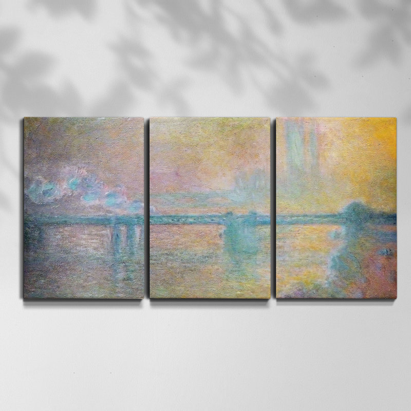 " The Rocky Cliffs Of Étretat " by Monet 3 - Pieces, 27" H x 54" W x 2" D