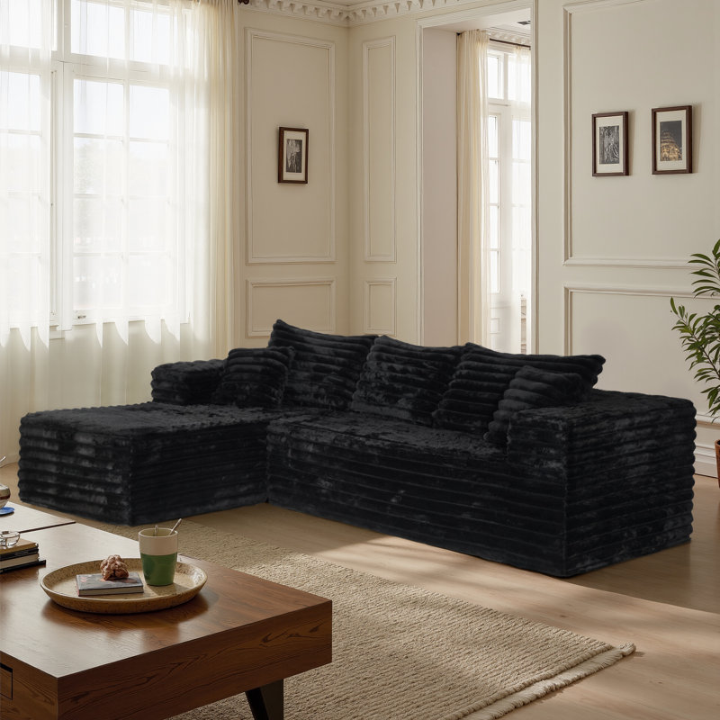 Canapé avec rembourrage 2 pièces sans assemblage requis Lefkowitz Boneless, Noir
