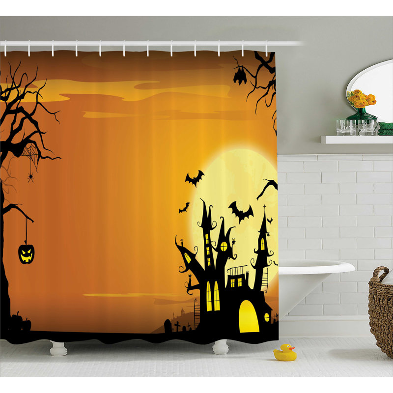 Rideau de douche et crochets d'Halloween, H 70 po x l 69 po
