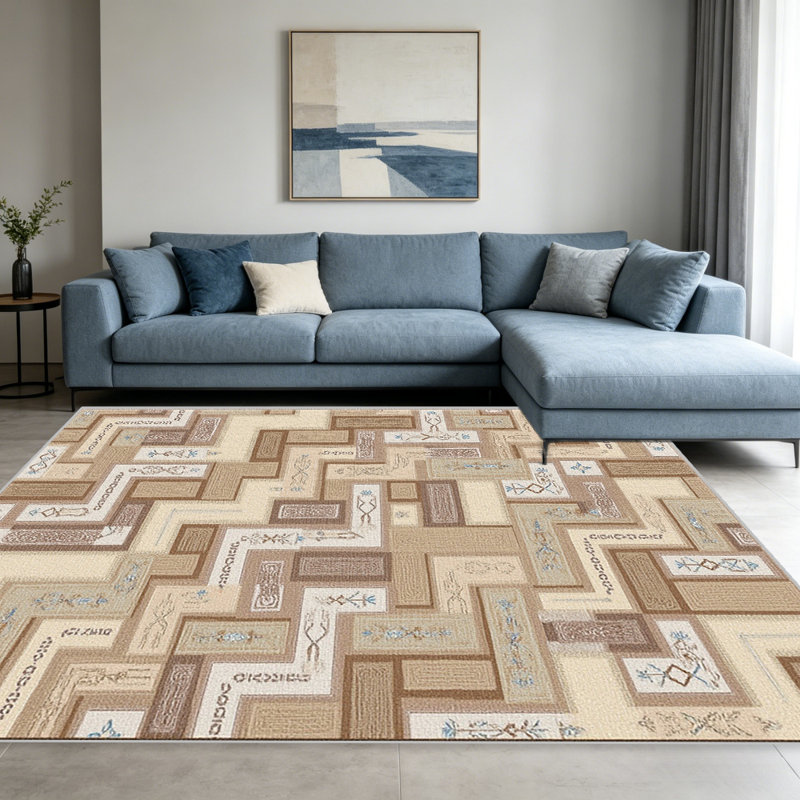 Beige Tribal Geometric carpet-easy to clean, machine-washable, soft and comfortable; suitable for door mats, kitchens, living rooms, bedrooms, corridors, and laundry areas. Easy to clean, durable carpet for home decoration.