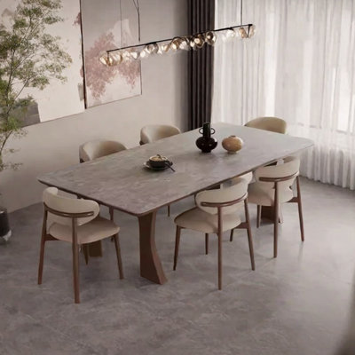Aesthetic sintered stone ash dining table set