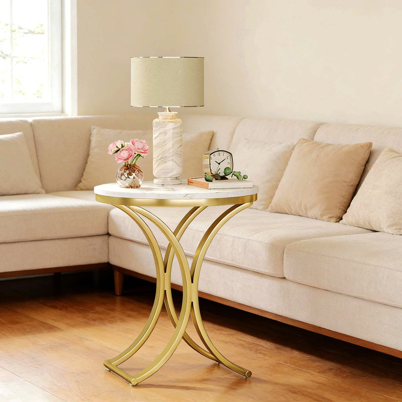 Table d'appoint pour canapé polyvalente, table de bout ronde chic, table basse étroite
