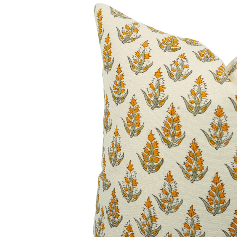Housse de coussin en coton Floral, H 20 po x l 14 po