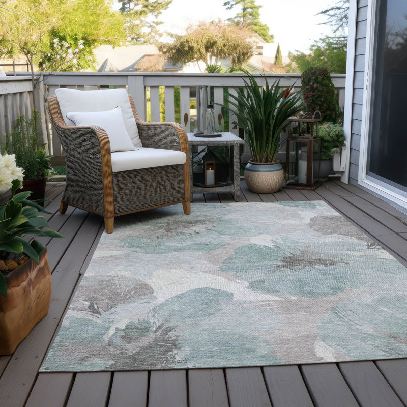 Valtoria Blue Washable Indoor-Outdoor Rug - , 9' x 12'
