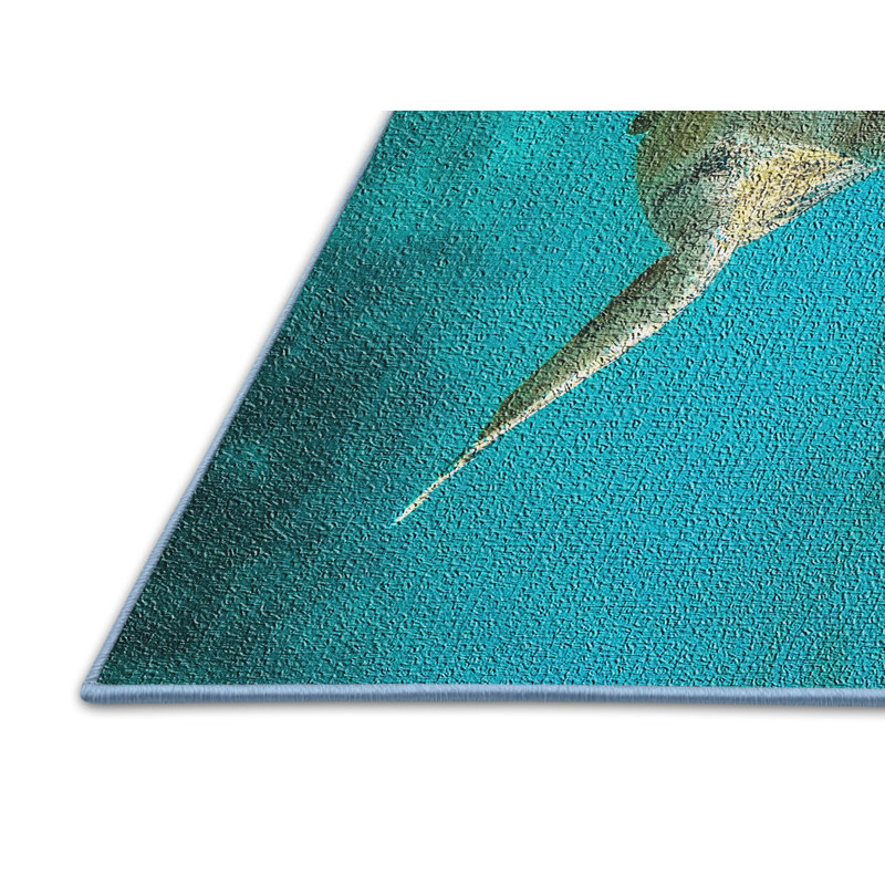 Tapis de la surface bleu tortue, Rectangle 5 pi x 7 pi