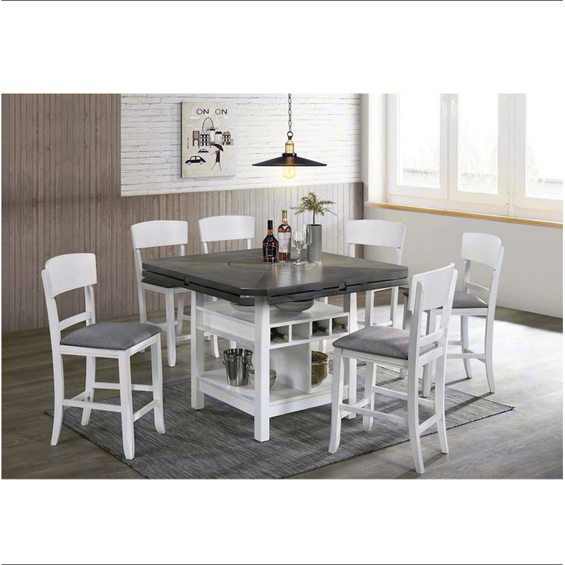 Ensemble de 2 chaises à hauteur de comptoir rembourrées en tissu blanc et gris