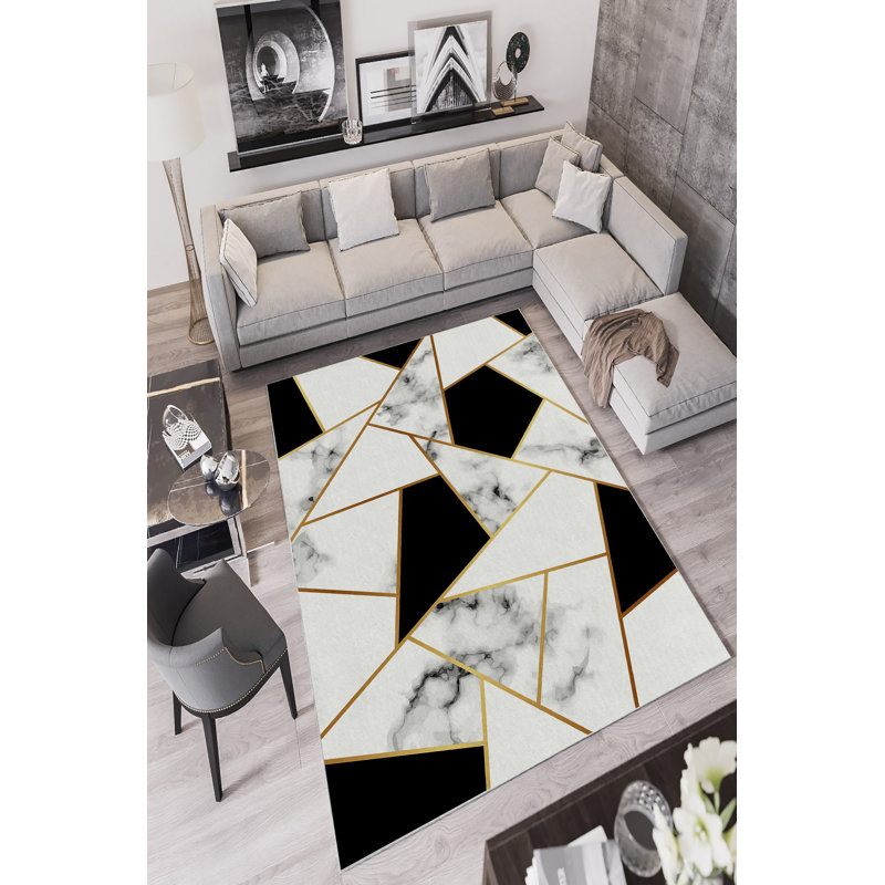 Tapis de qualité supérieure 4,6 x 7,2 pieds, 100% polyester, 650 g / m² | Pois antibactérien, écologique et antidérapant en PVC | Lavable à la machine, impression numérique, hauteur de poils de 0,16 po | Design blanc élégant pour les espaces de vie modernes