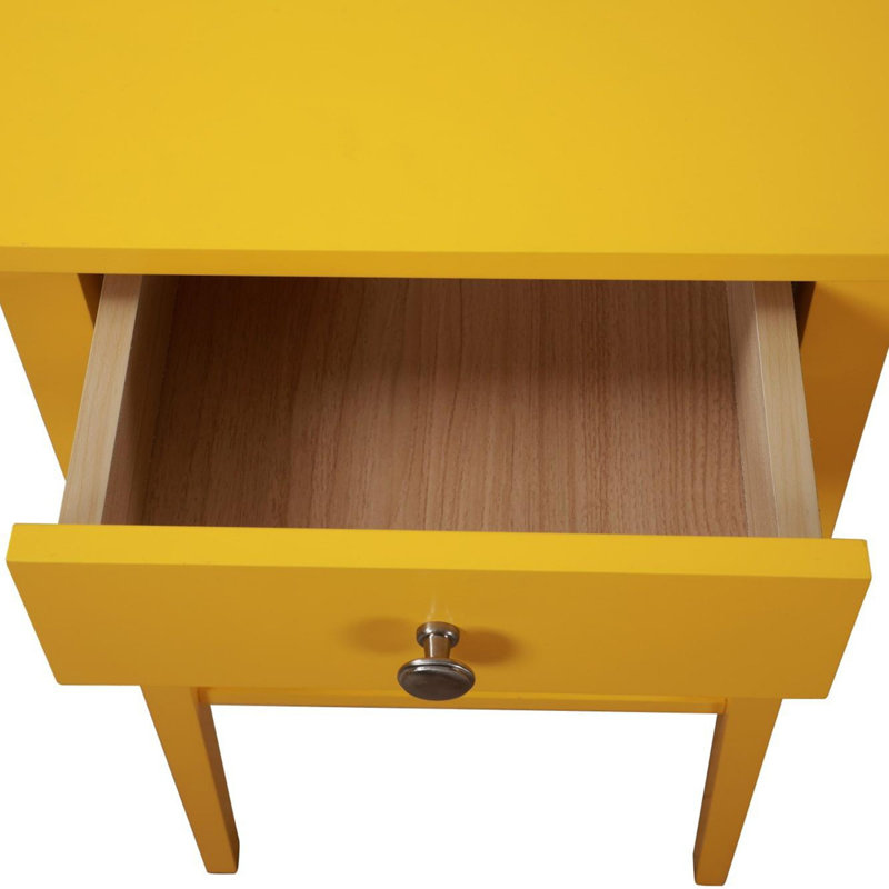Dalton Nightstand-End Table with One Drawer Yellow, Yellow