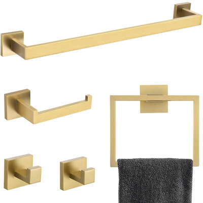 Ensemble d'accessoires de salle de bain 5 pièces, accessoires de salle de bain, fixation murale, acier inoxydable