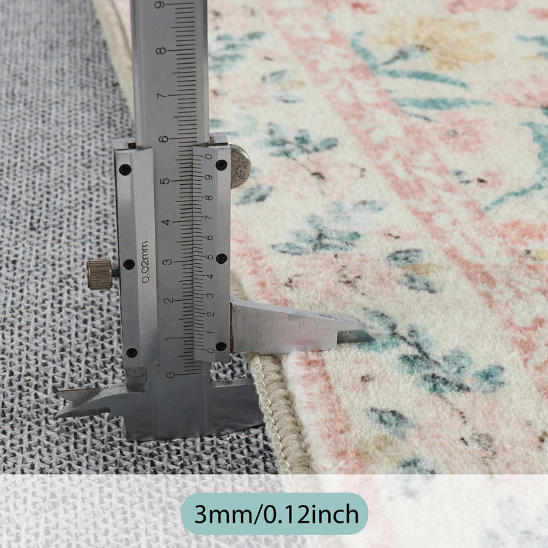 Washable Floral Area Rugs Boho Large Rugs Non-Slip for Bedroom Soft Rubber Backed Carpet, Rectangle 8' x 10'