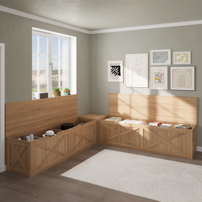 Banc de rangement en L avec coussin