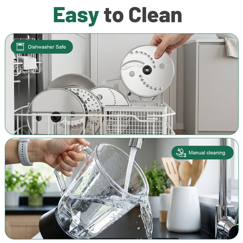 Mixer Food Processor Chopper, Stainless Steel Blender 2.5L+1.5L Timer 11 Speeds