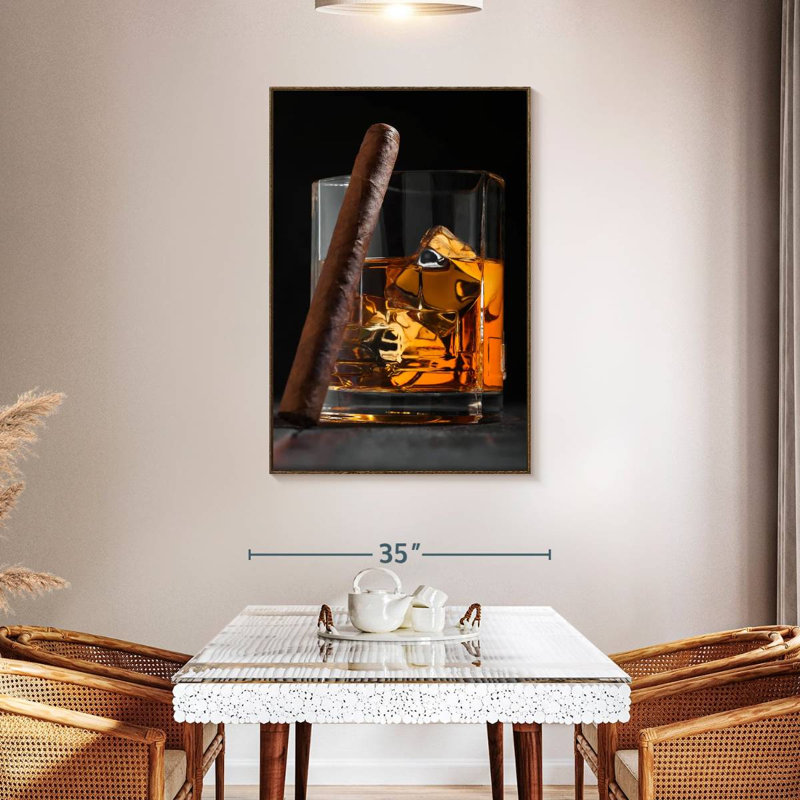Luxueux malt écossais whisky, Cadre flottant noyer, 31" x 46"