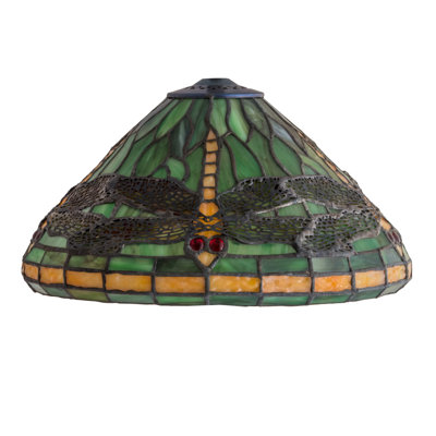 Abat-jour fantaisie en verre H 6 po x l 12 po vert / orange / rouge