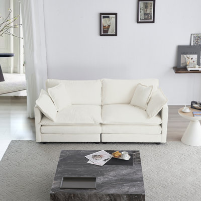 Haninerm Chenille Round Arm Loveseat