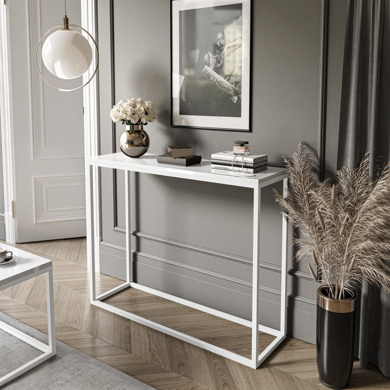 Burmaster Console Table, White, White, 80cm H x 100cm W x 30cm D