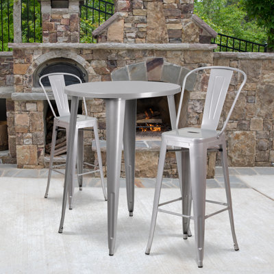 Genece Metal 3-Piece Indoor and Outdoor Bar Set