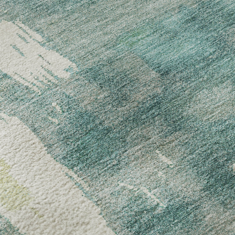 Premium Machine Washable Mayfield AMF2347 Abstract Rug, Aloe, 5' x 7'6"