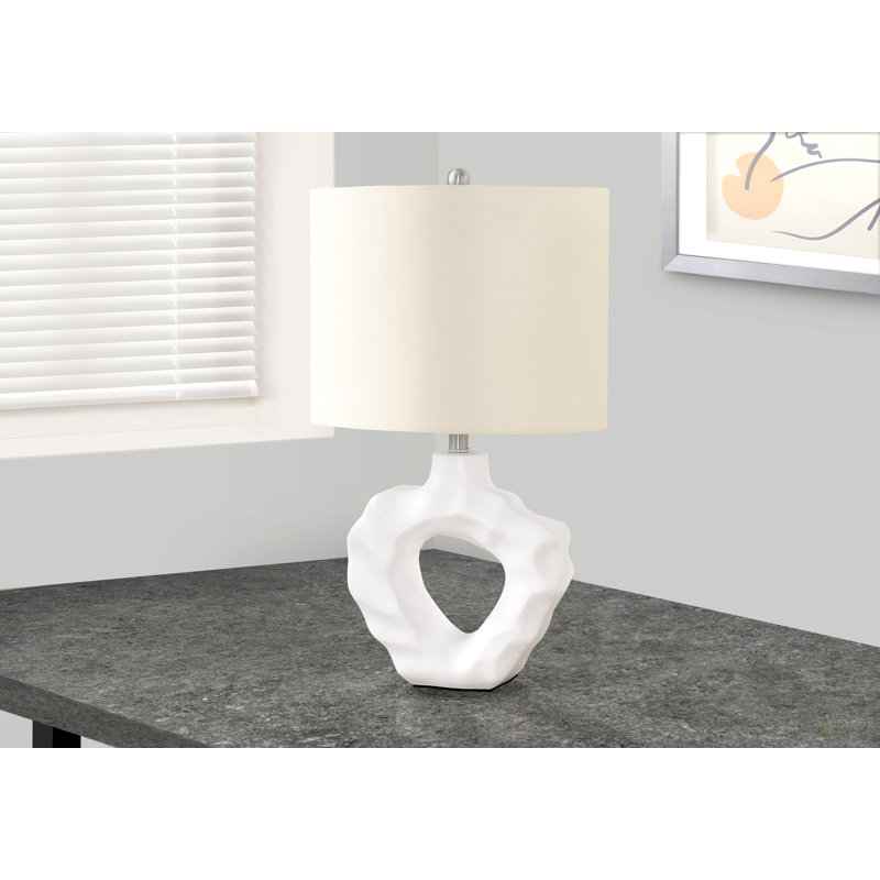 Lighting, H 25 po, lampe de table, résine crème, abat-jour ivoire / crème, moderne