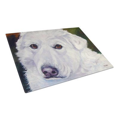 Caroline's Treasures Tempered Glass Great Pyrenees Contemplation Cutting Board