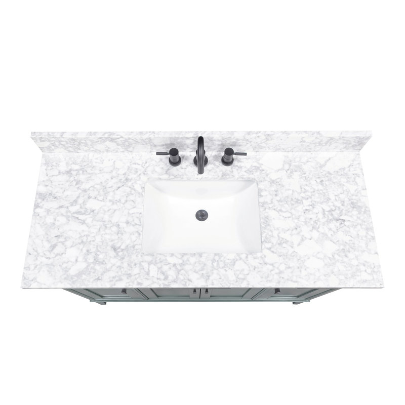 Madison 48" Single Bathroom Vanity with Carrara Marble Top, Carrera White, Smoke Green