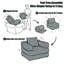 Foldable Corduroy Floor Convertible Chair with Adjustable Armrests - Convertible Sleeper Chair - Grey