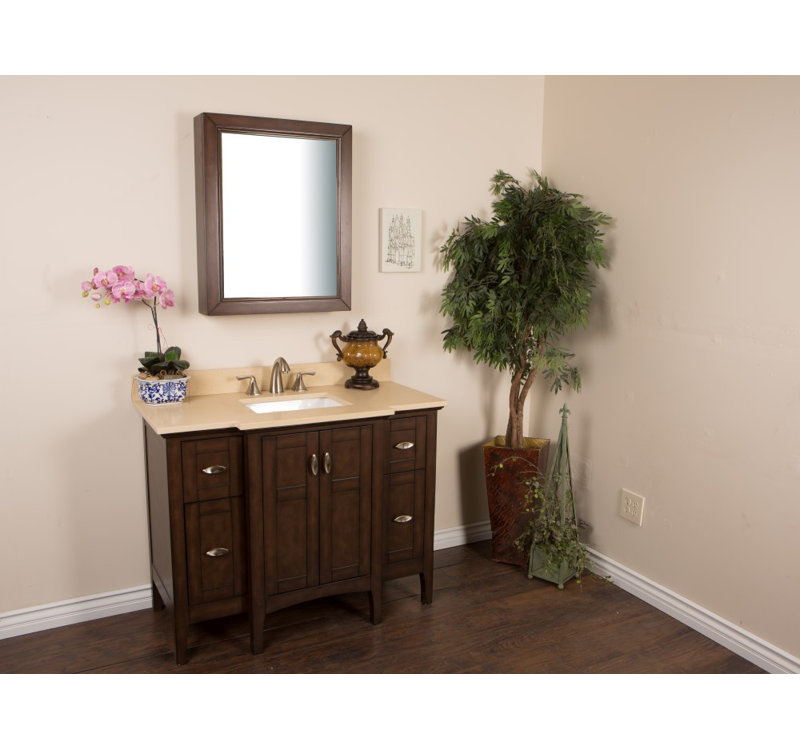 Ensemble de meuble-lavabo de salle de bain simple 45 po, Crème