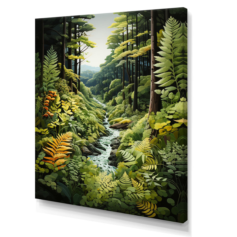 Fougères Avianni, forêt de fougères II, H 20 po x l 12 po x P 1 po, Toile tendue