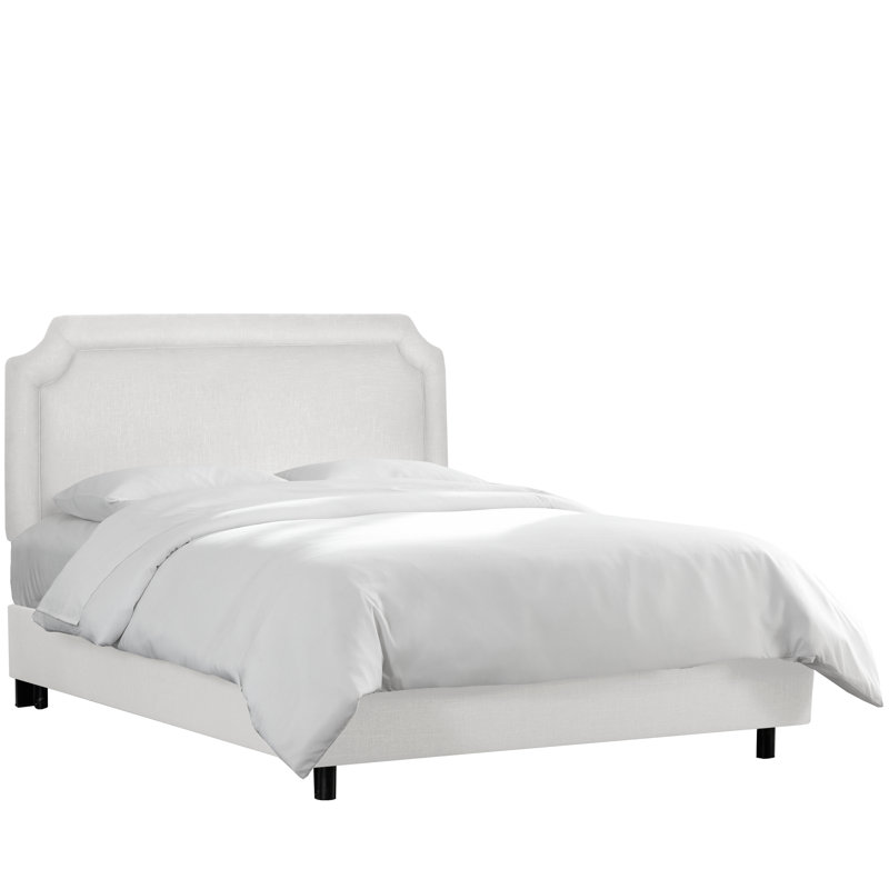 Lockington Upholstered Standard Bed, Full, White Performance Twill