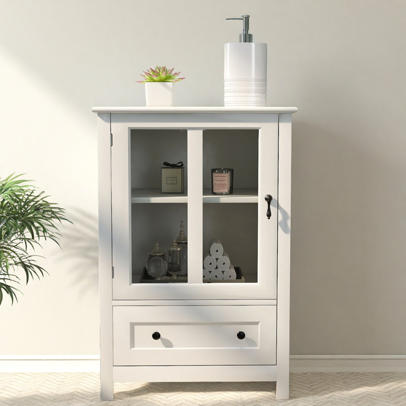 Buffet 22 "à poignée cloche - Rangement pour porte en verre compact