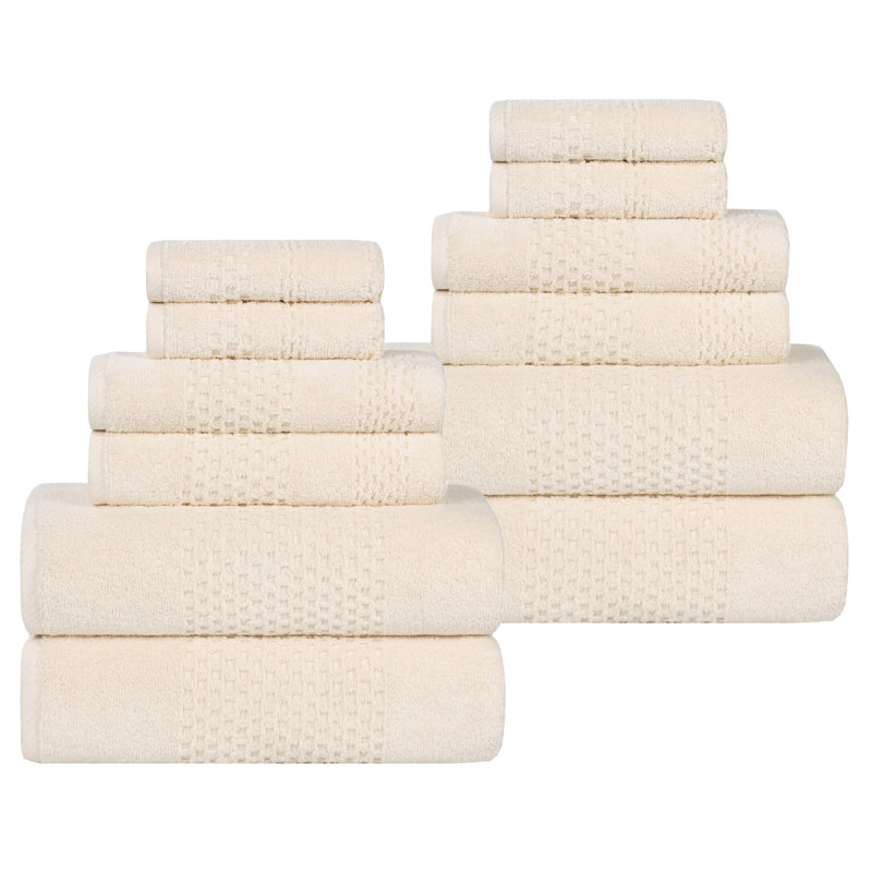 Playa Zero Twist Cotton Medium Weight Solid Waffle Textured Towel Set, null, null