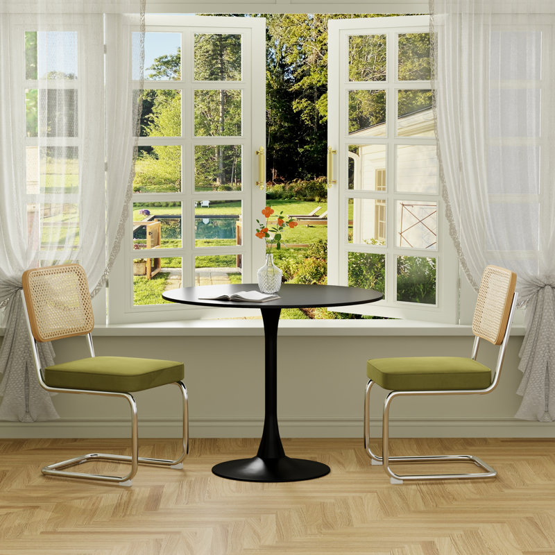 Ensemble de table ronde et de chaises élégantes 3 pièces, Vert, Noir, noir, noir, noir