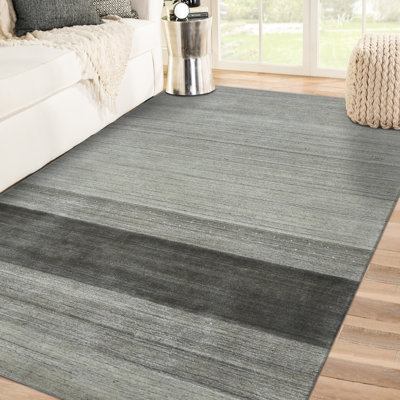Tapis rayé en coton tissé à la main et à plat
