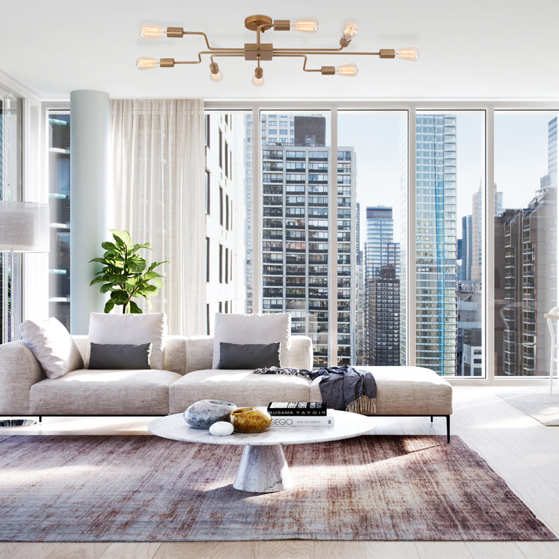 Kasson Semi Flush Mount, Brushed Brass