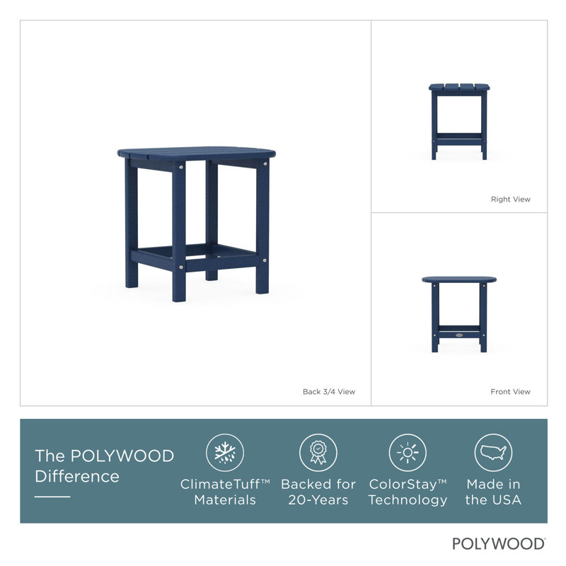 POLYWOOD South Beach 18" Side Table, Navy