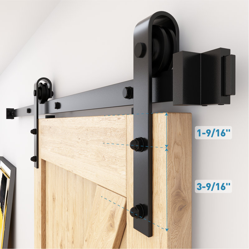 Matte Black Steel Sliding Single Barn Door Hardware Kit