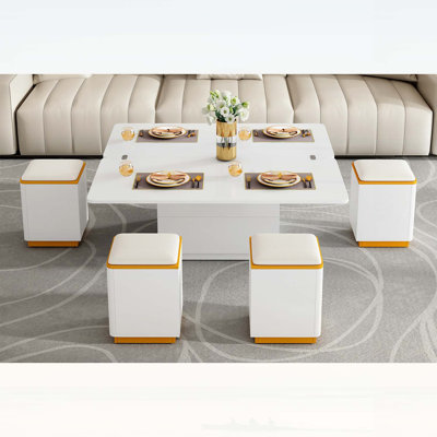 Ensemble de tables basses pliantes multifonctionnelles avec tabourets de rangement